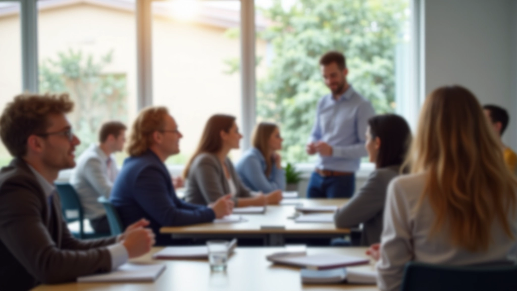 Groep expats in een klaslokaal tijdens Nederlands les met meerdere cursisten